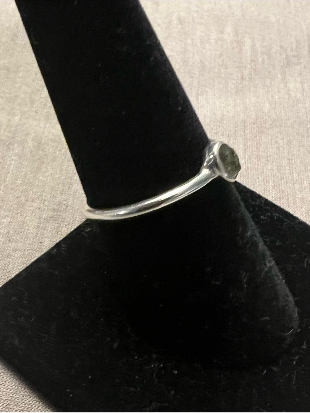 Moldavite Stack Ring Thin Band | 925 Silver Rough Bezel Set Stone Tektite 8 #616 - Picture 5 of 8